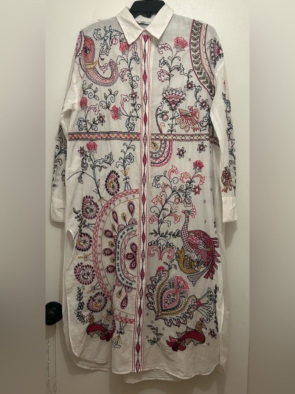 Zara  Embroidered Long Shirt Dress
